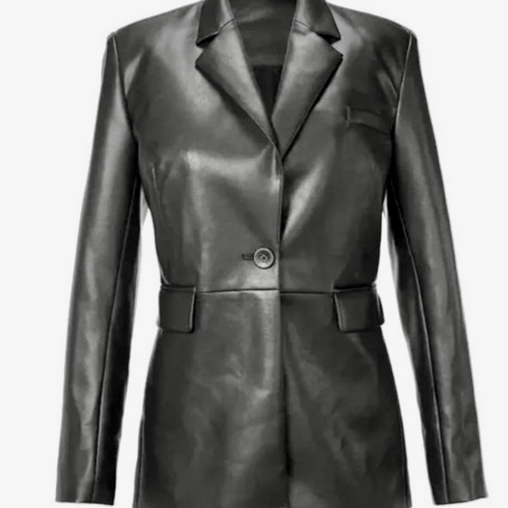 CAbi Black Leather Blazer - Picture 1 of 5